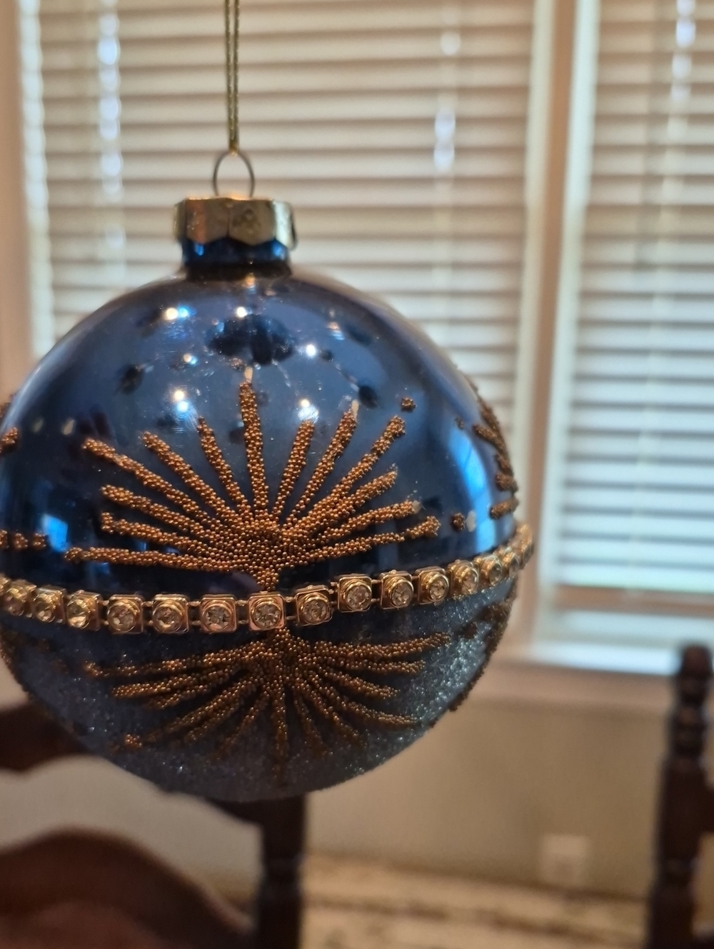 Mark Roberts Blue and Gold Beaded Holiday Ornament